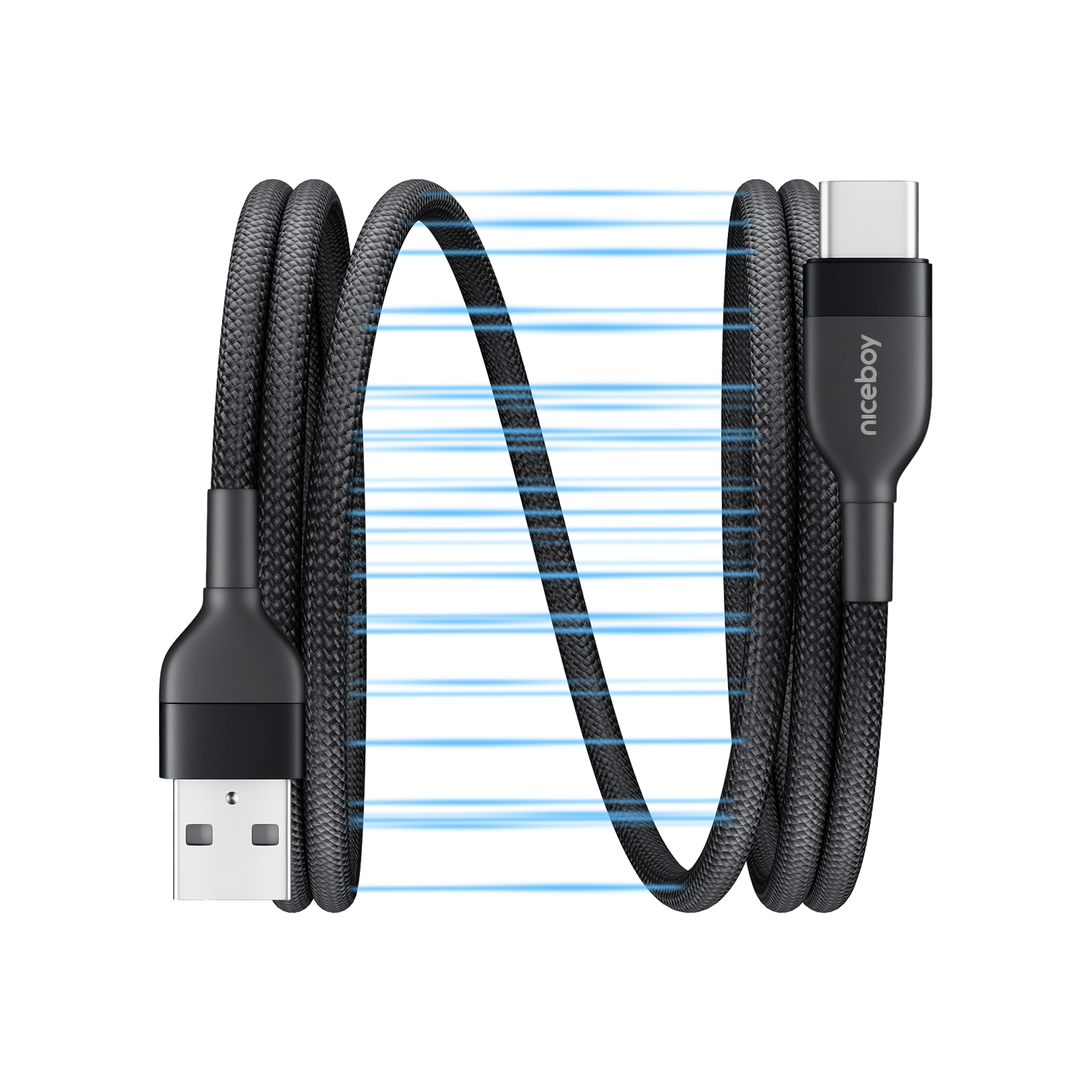 Niceboy Magnetic Charging Cable USB-A to USB-C Black