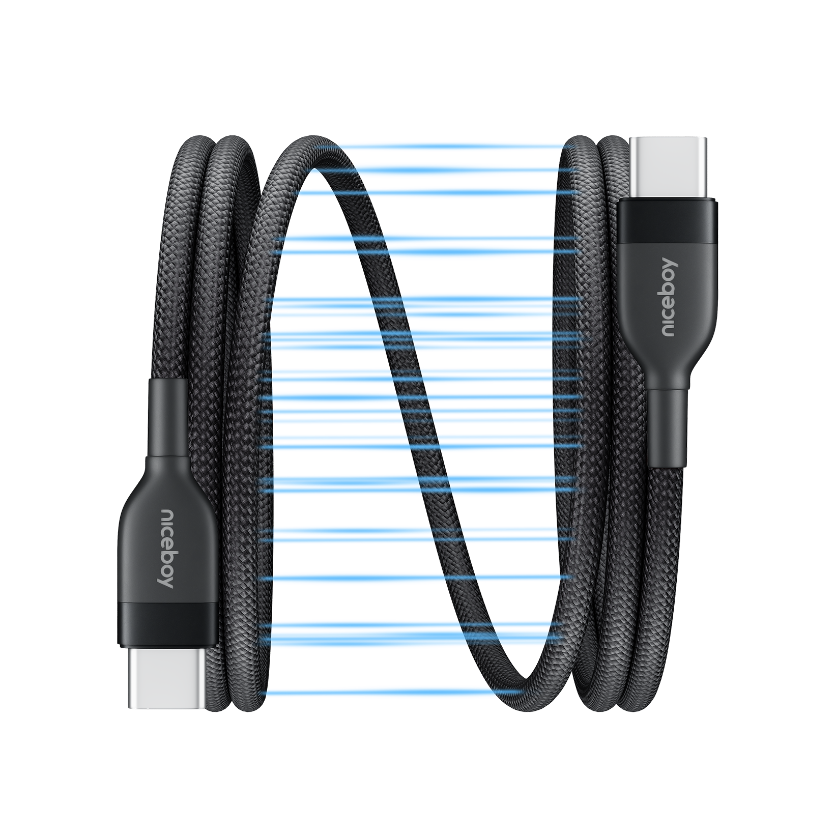 Niceboy Magnetic Charging Cable USB-C to USB-C 240W Black